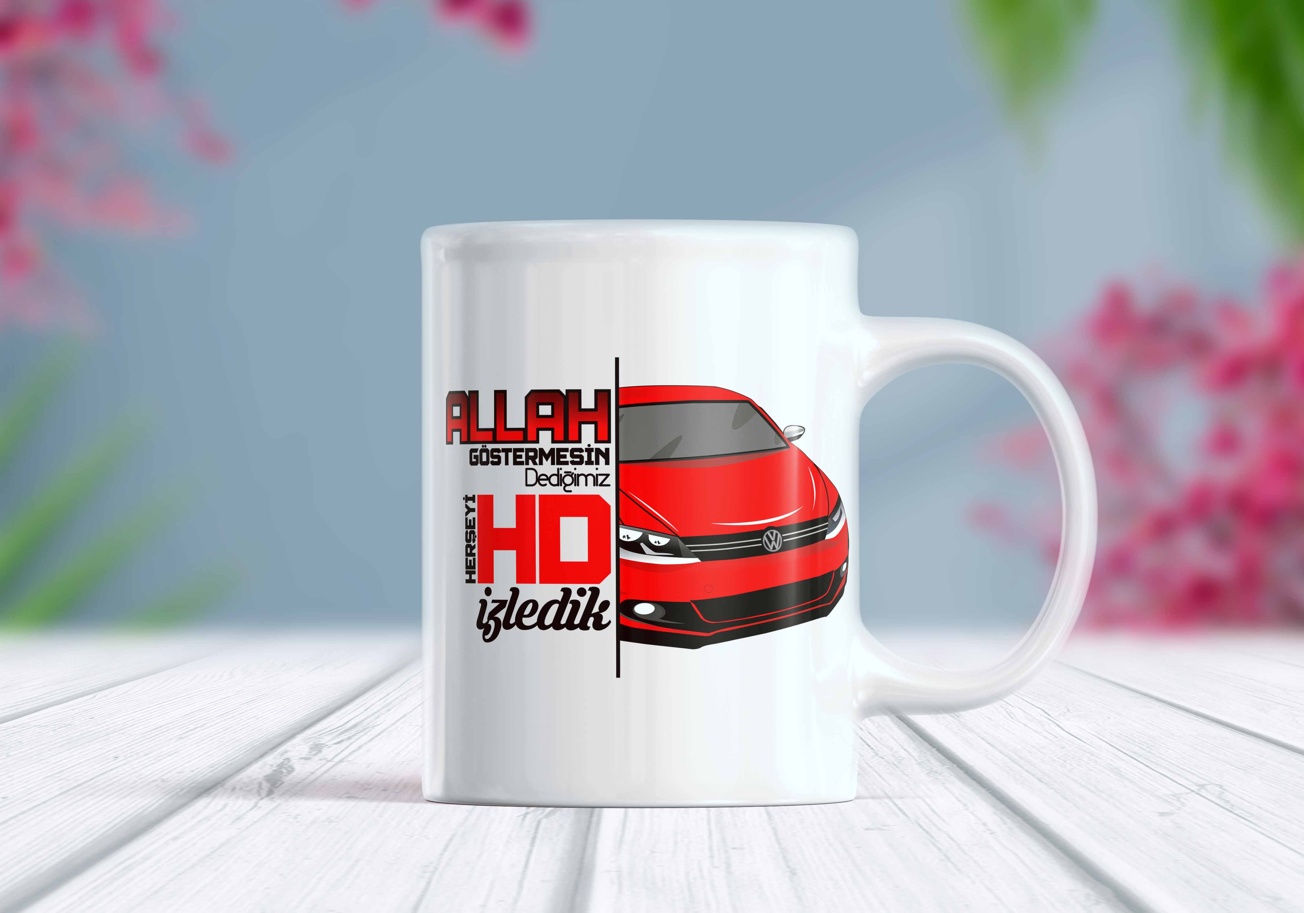 Klasik Alman Otomobili Baskılı Allah Göstermesin Dediğimiz Her Şeyi HD İzledik Komik Yazılı Kupa