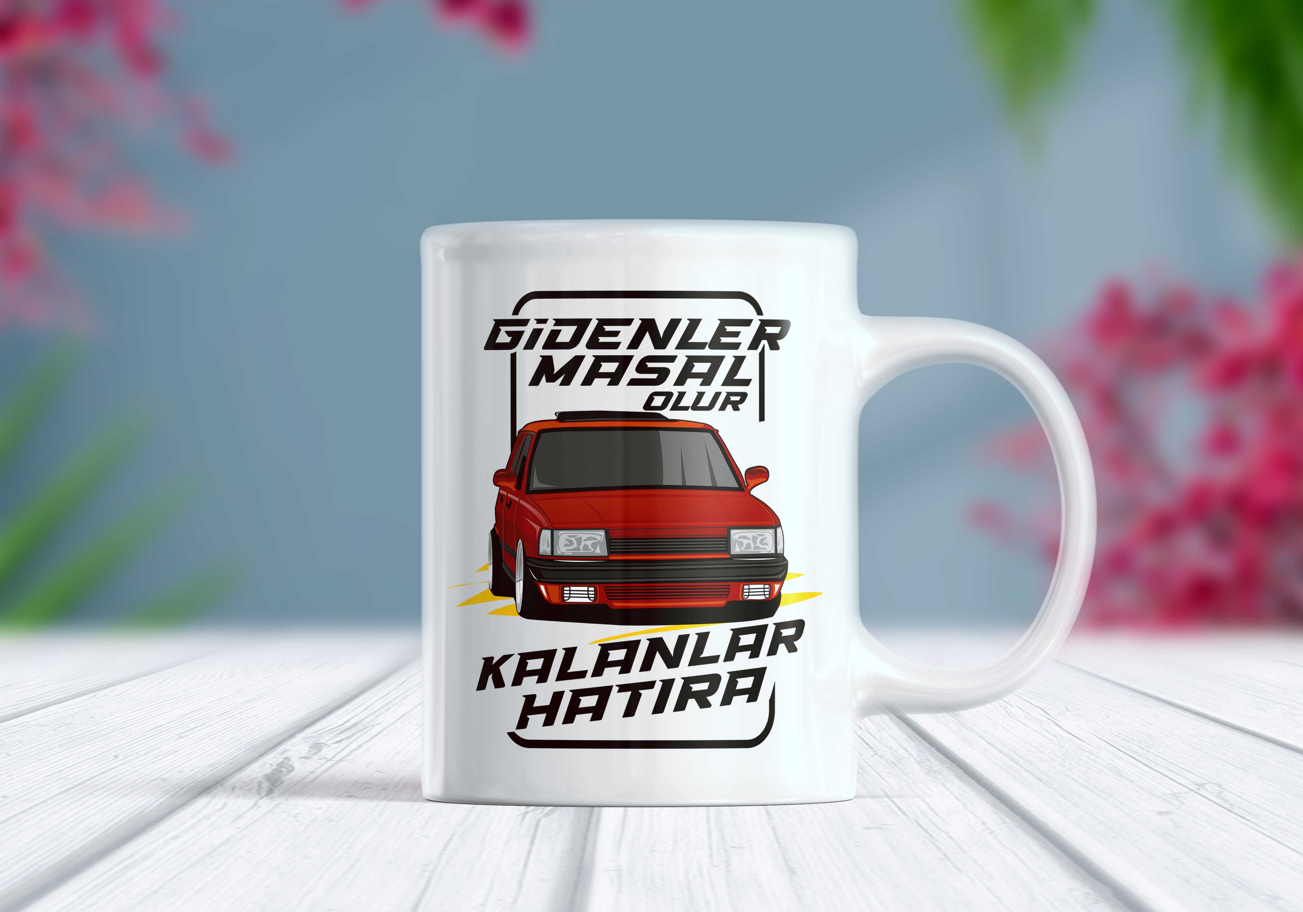 Klasik Türk Otomobili Baskılı Gidenler Masal Olur Kalanlar Hatıra Komik Yazılı Kupa - Tasarım 1