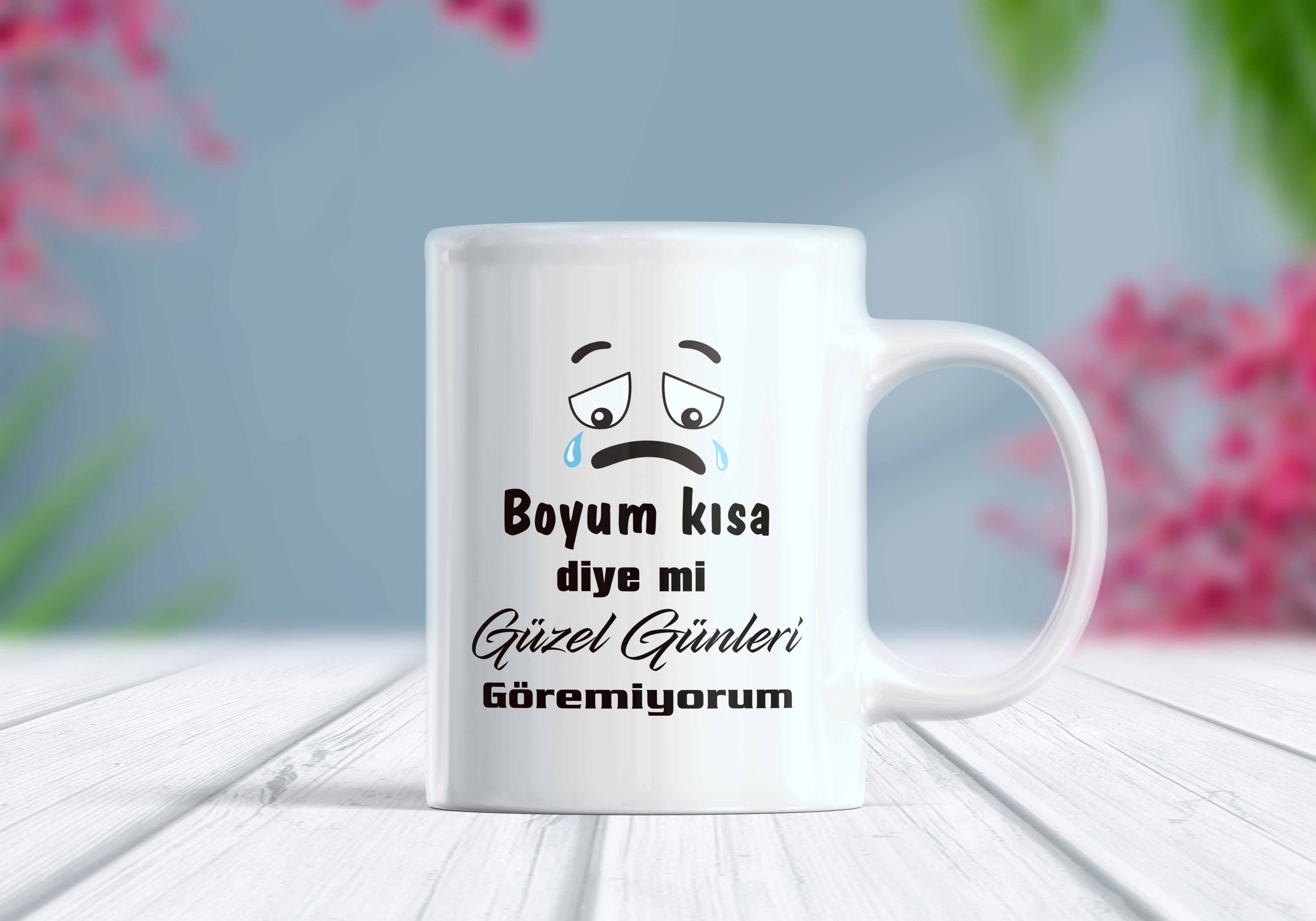 Boyum Kısa Diye mi Güzel Günleri Göremiyorum Komik Yazılı Kupa Bardak