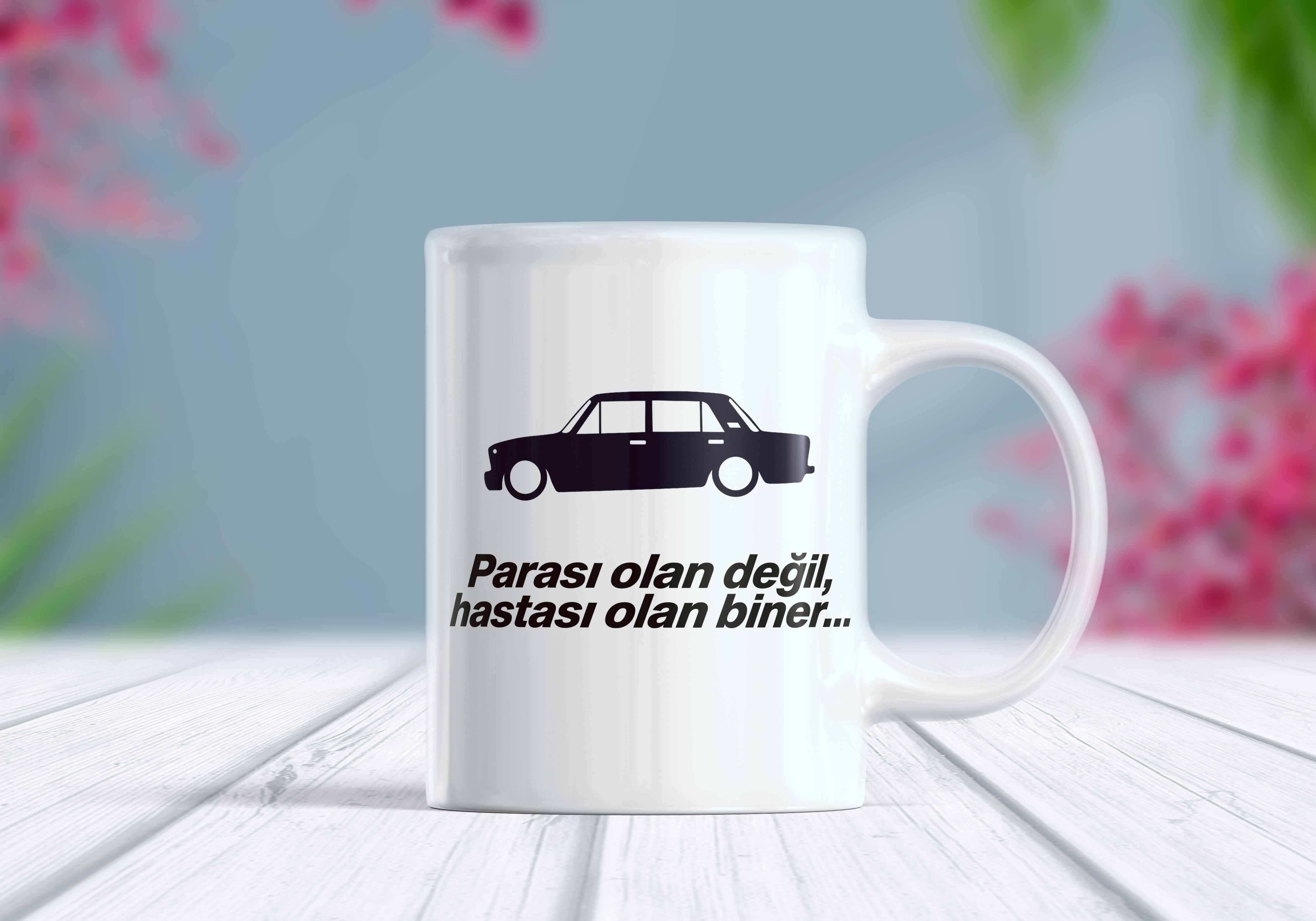 Nostaljik Türk Otomobili Baskılı Parası Olan Değil Hastası Olan Biner Yazılı Kupa