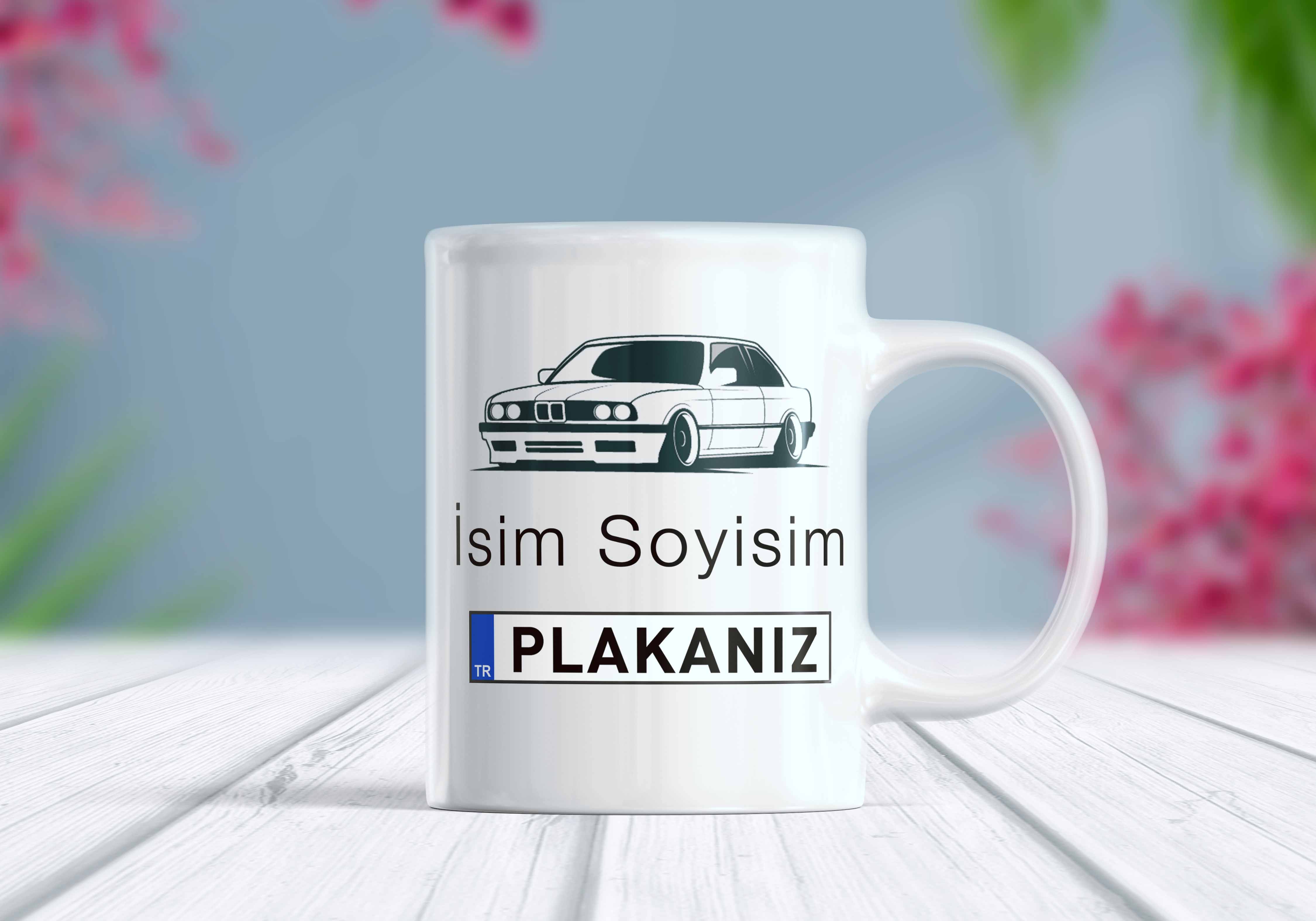 Klasik Alman Otomobili Baskılı Plaka Kişiselleştirilebilir Kupa Bardak