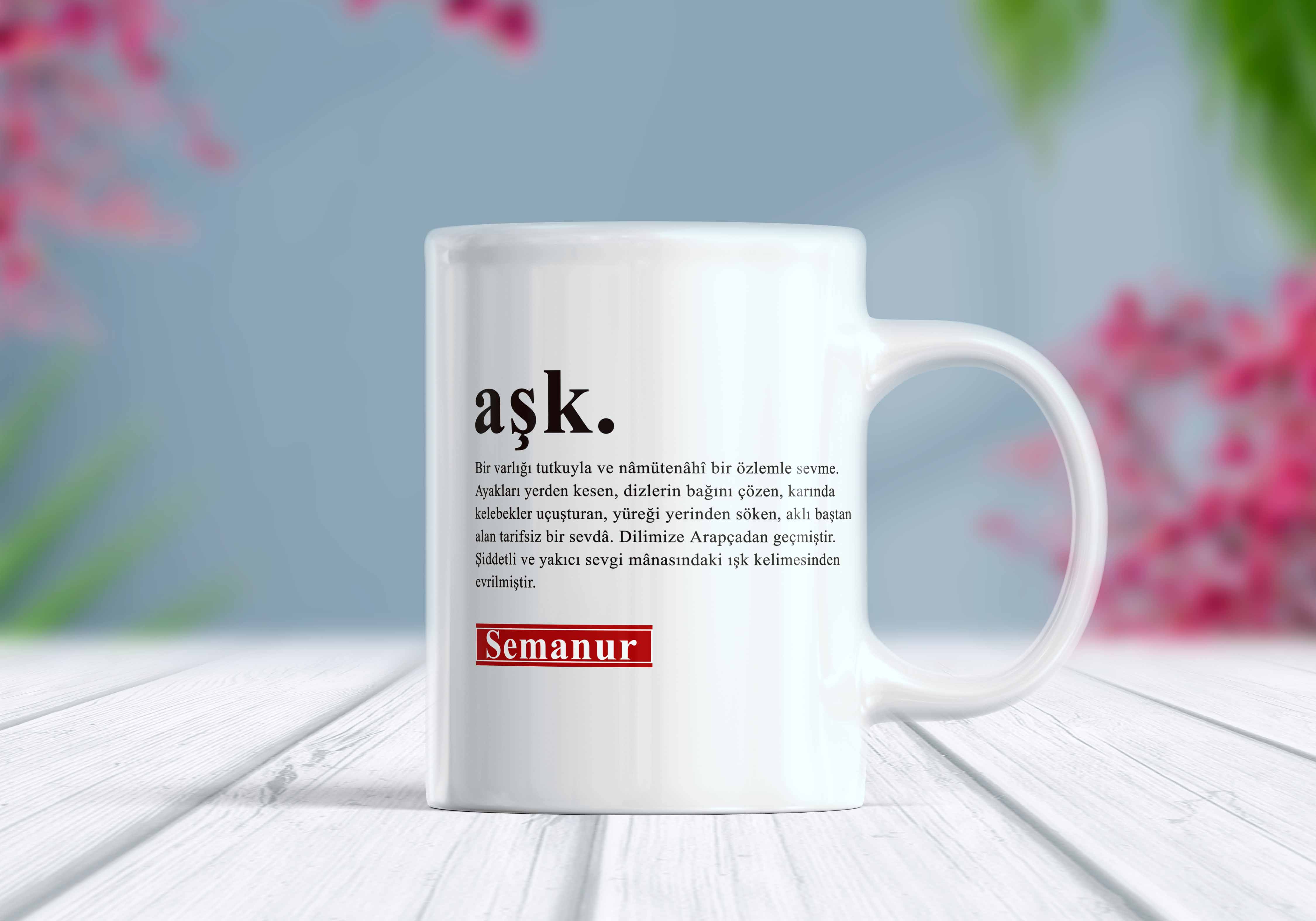 Aşk Yazılı İsim Kişiselleştirilebilir Kupa Bardak