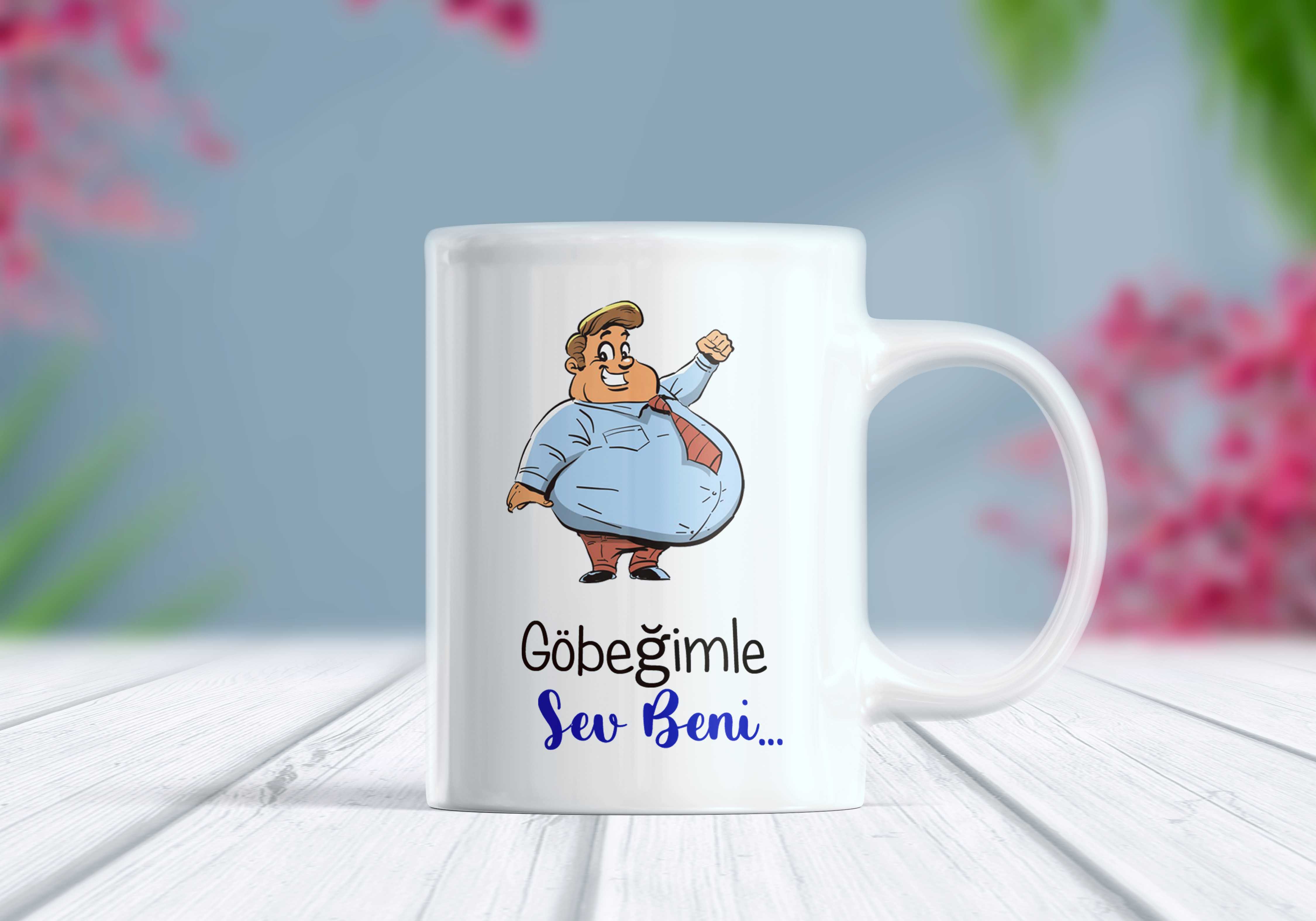 Göbeğimle Sev Beni Komik Yazılı Kupa Bardak