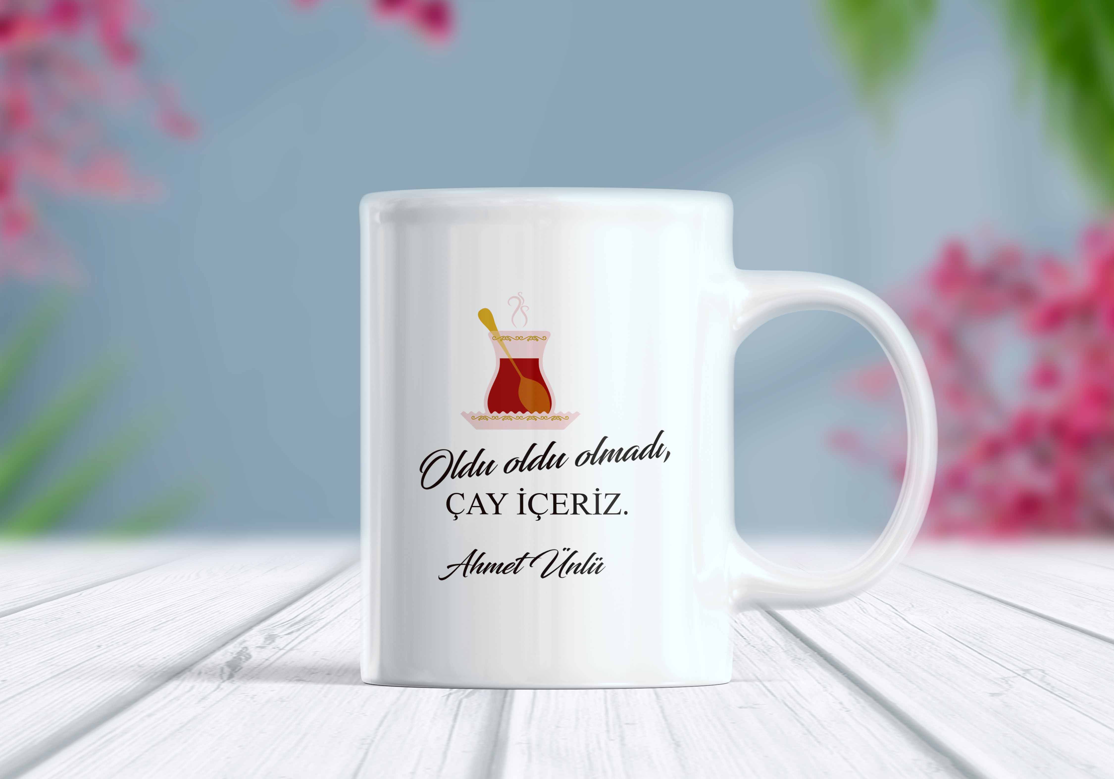 Oldu Oldu Olmadı Çay İçeriz Yazılı İsim Kişiselleştirilebilir Kupa Bardak