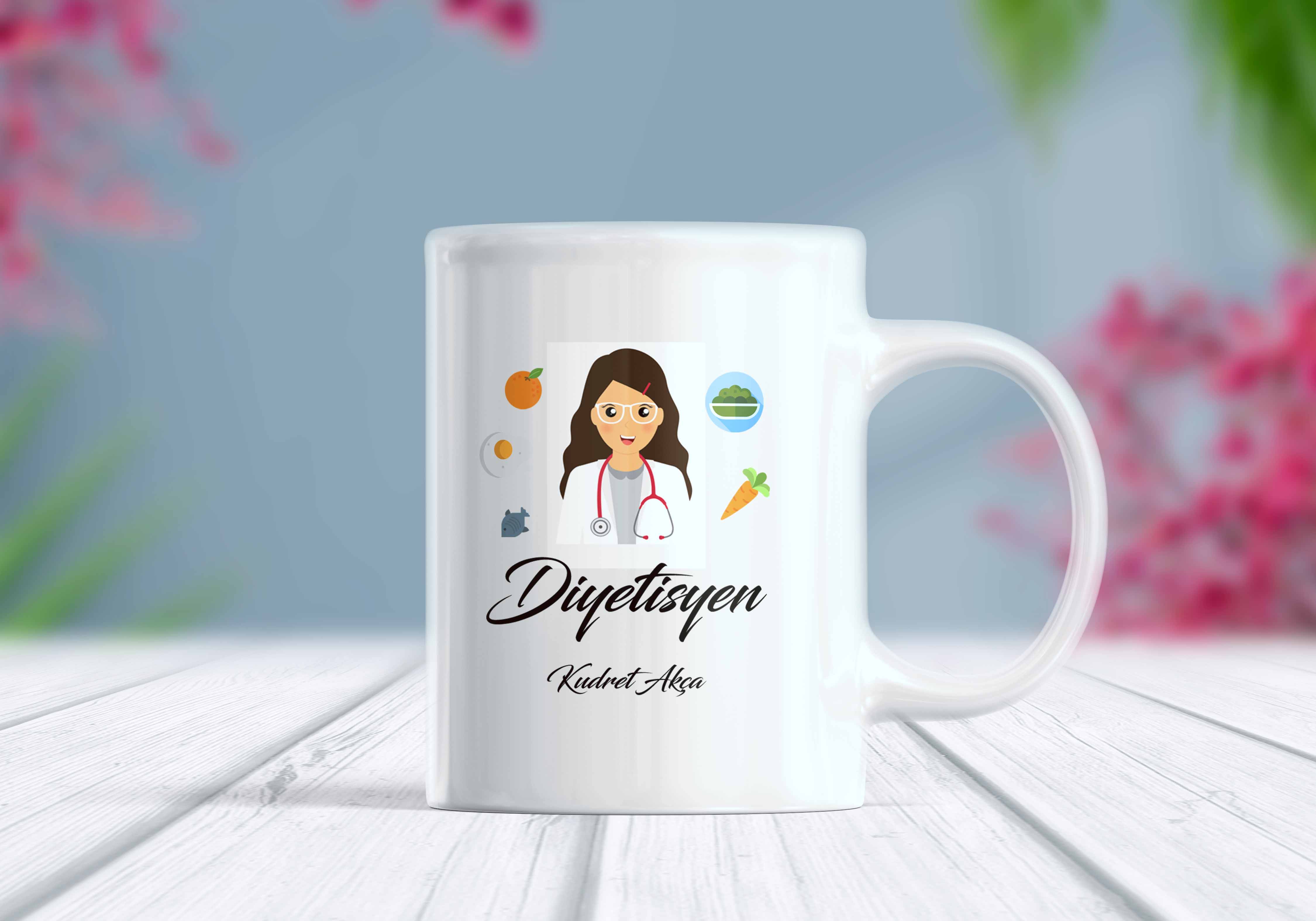 Diyetisyen İsim Kişiselleştirilebilir Meslek Kupa Bardak
