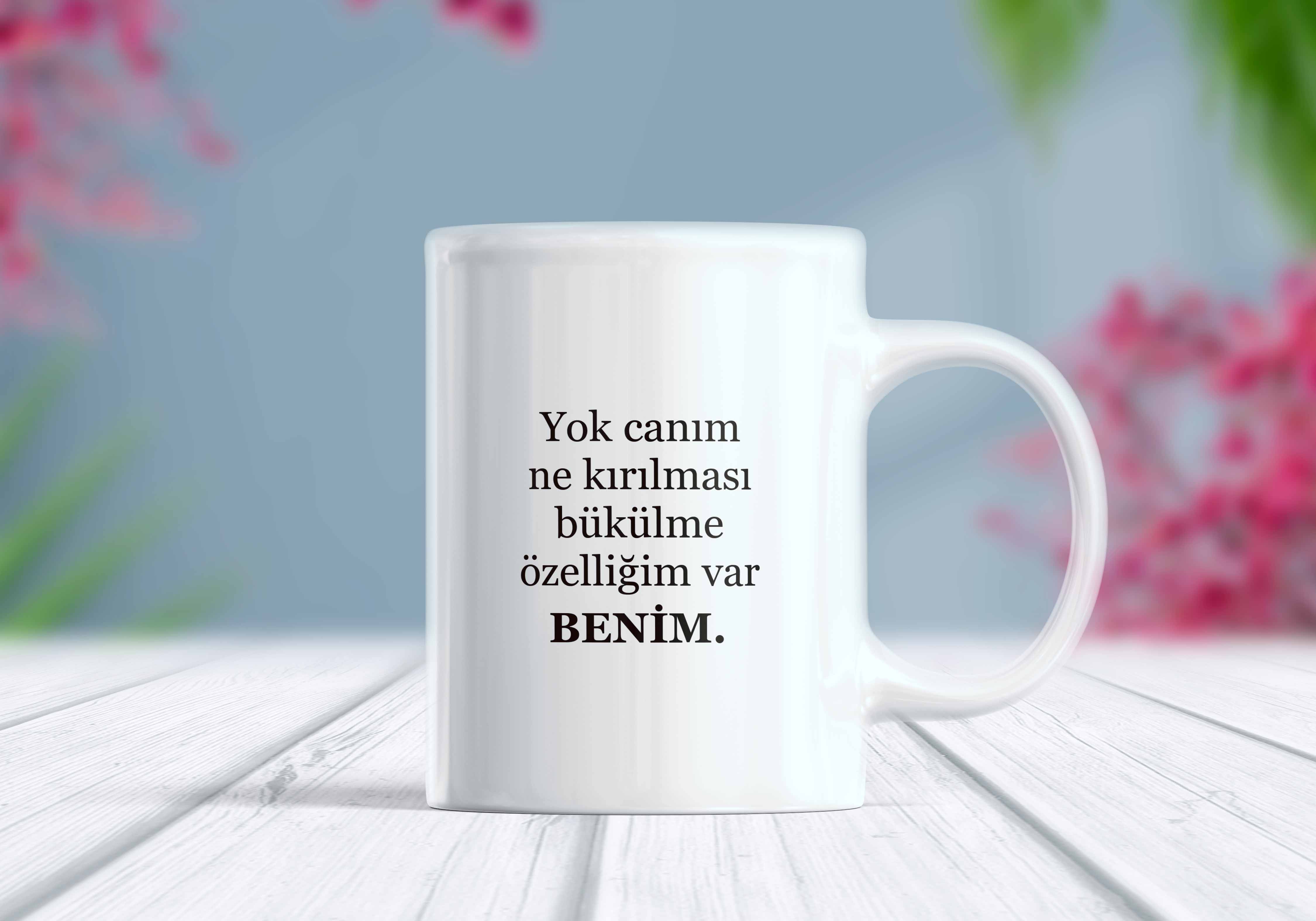 Yok Canım Ne Kırılması Bükülme Özelliğim Var Benim Yazılı Komik Kupa Bardak