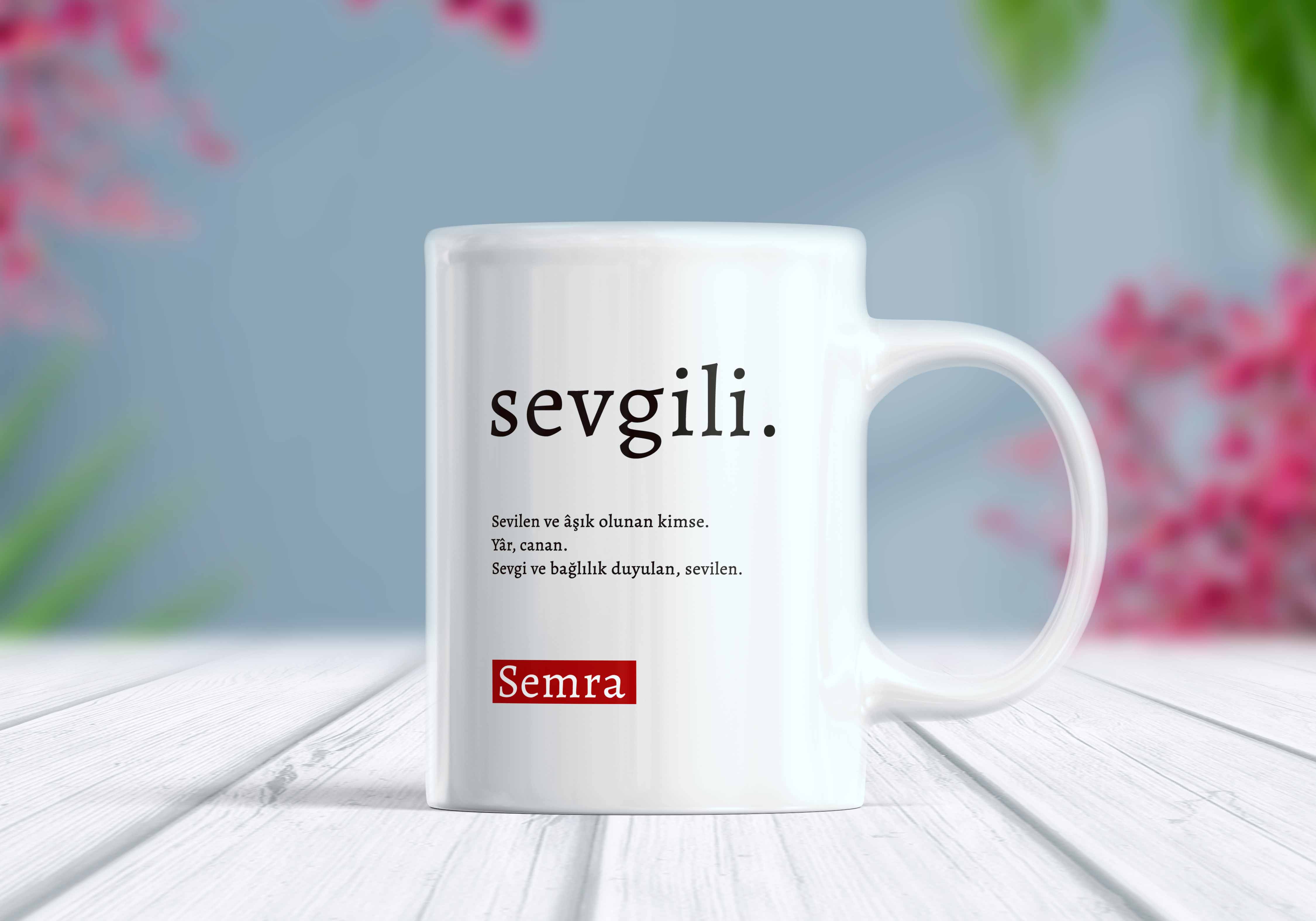 Sevgili Yazılı İsim Yazılabilir Aşk Kupa Bardak