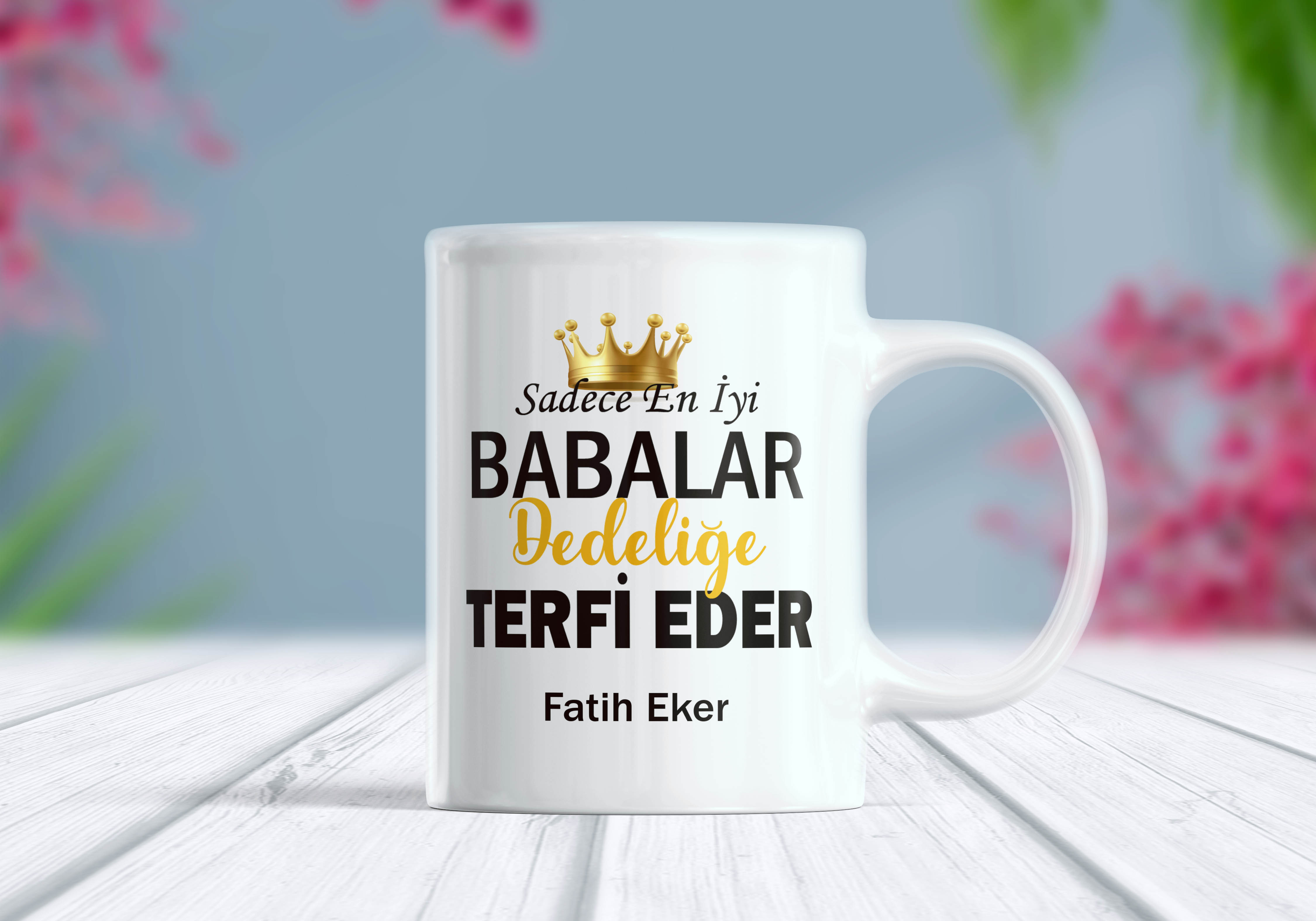 Sadece En İyi Babalar Dedeliğe Terfi Eder Yazılı İsim Eklenebilir Kupa Bardak