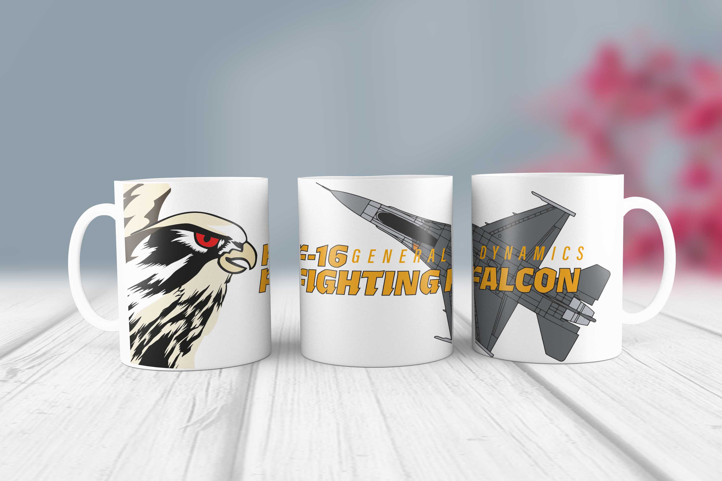 F-16 Fighting Falcon Savaş Uçağı Renkli Kupa Bardak