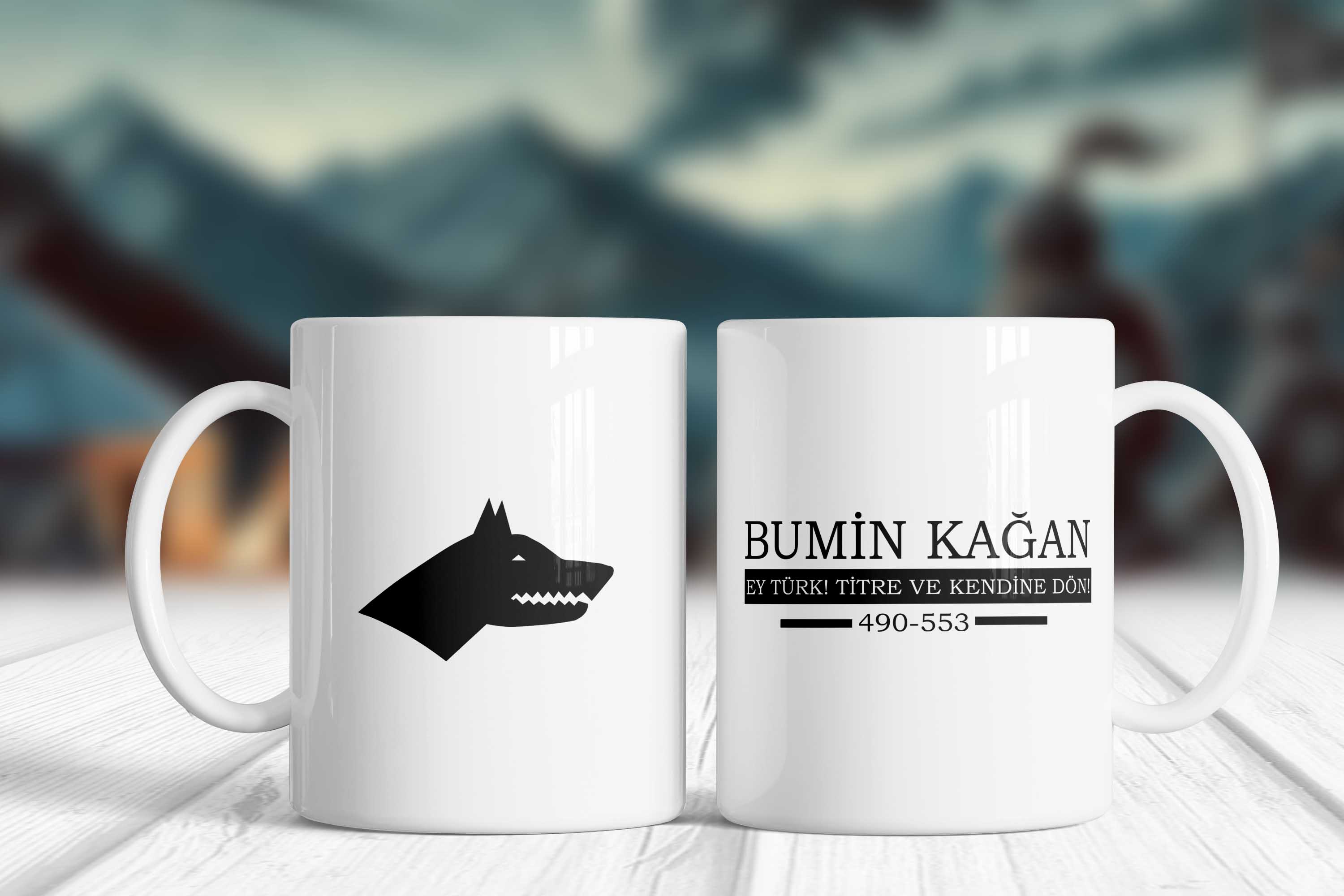 Bumin Kağan - Ey Türk! Titre ve Kendine Dön Yazılı Siyah Tarihi Karakterler Kupa Bardak