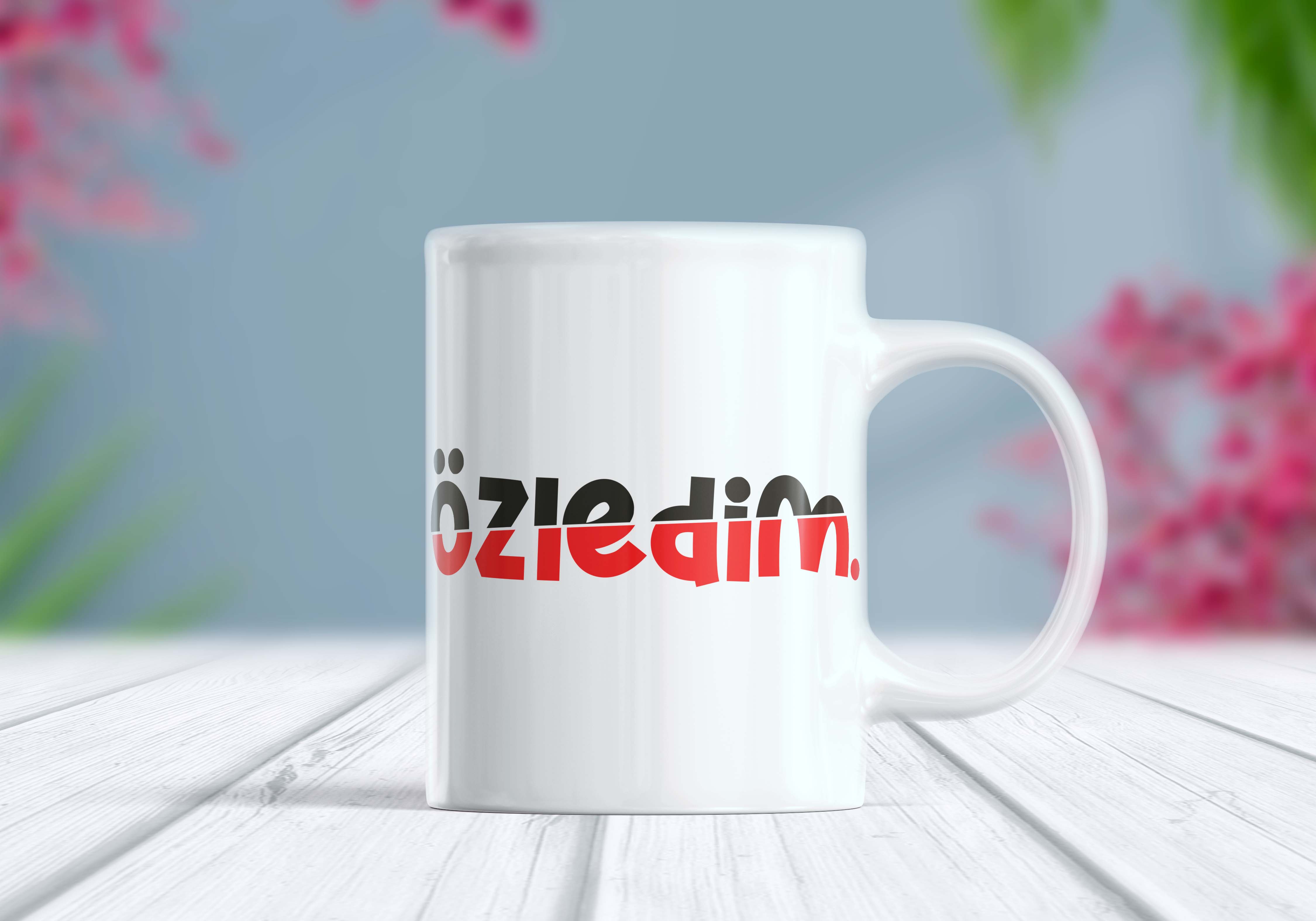 Özledim Yazılı Turuncu Etiket Kupa Bardak