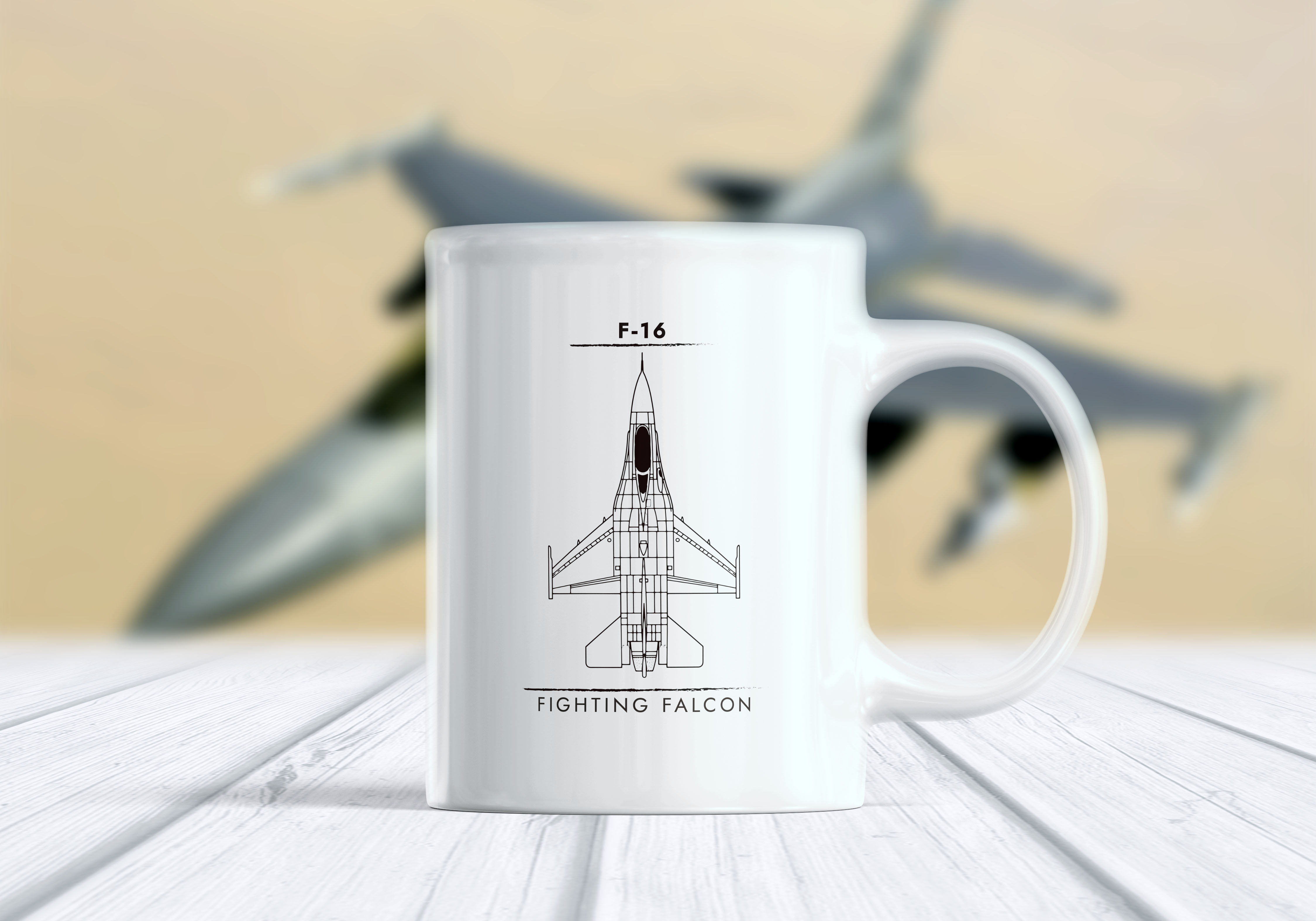 F-16 Fighting Falcon Savaş Uçağı Kupa Bardak - Tasarım 2