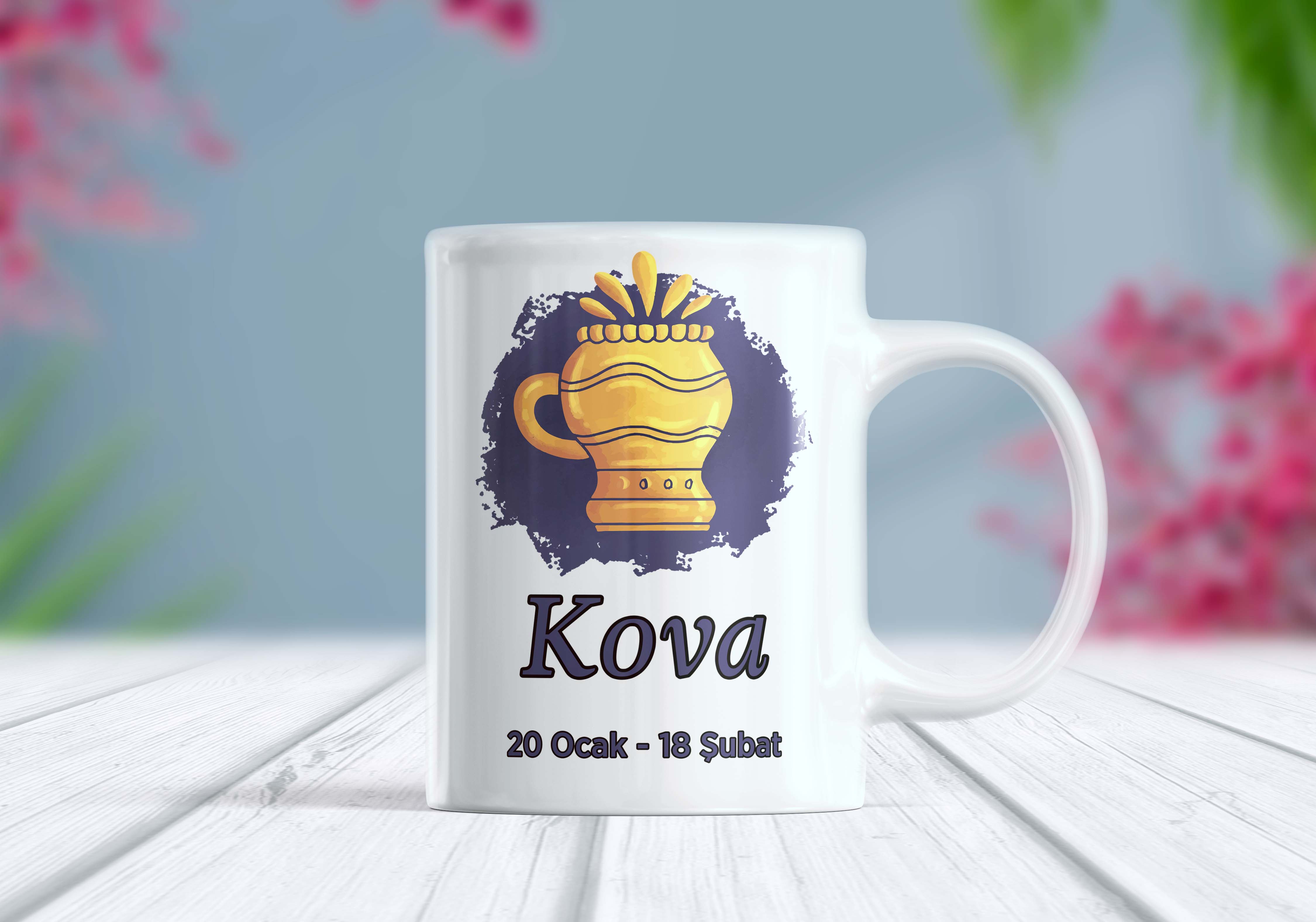 Kova Burç Tasarımlı Kupa Bardak