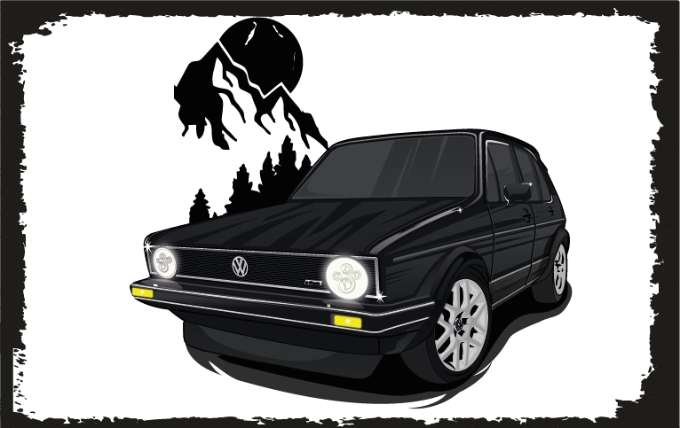 VW Golf Otomobil Ahşap Poster