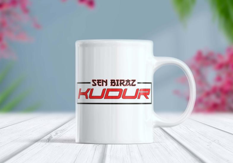 Sen Biraz Kudur Yazılı Kırmızı - Etiket Kupa | Berilden