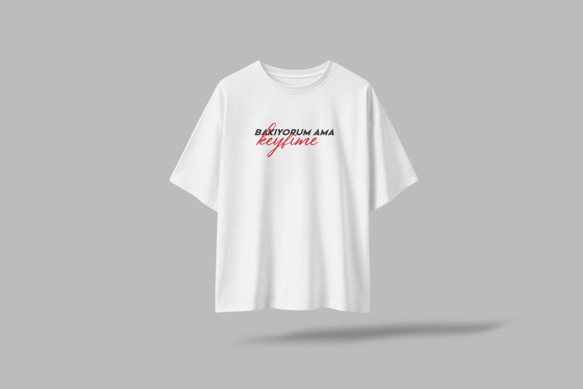 Bakıyorum Ama Keyfime Komik Yazılı Oversize Unisex T-Shirt