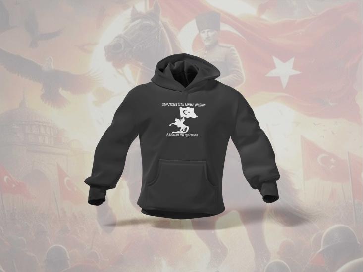 Sarı Zeybek Öldü Sanma Diridir Atatürk Tasarımlı Unisex Hoodie Sweatshirt