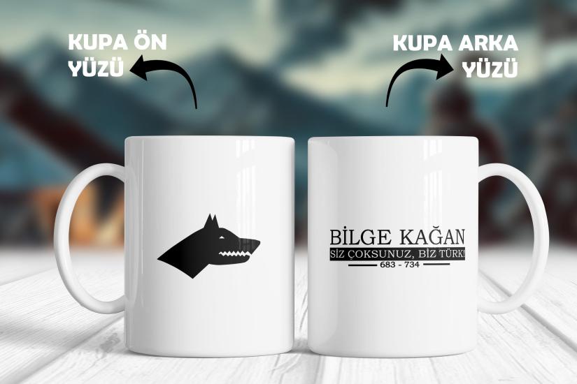 Bilge Kağan Siyah Yazı - Türk Liderleri Özel Tasarım Kupa Bardak