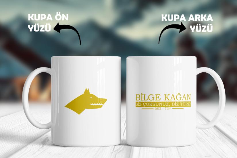 Bilge Kağan Sarı Yazı - Türk Liderleri Özel Tasarım Kupa Bardak