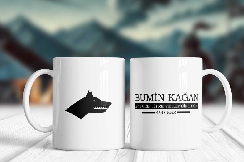 Bumin Kağan Siyah Yazı-Türk Liderleri Kupa Bardak