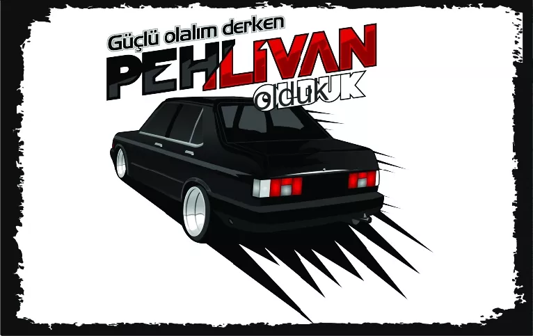 Tofaş Şahin Komik Yazılı Otomobil Ahşap Poster