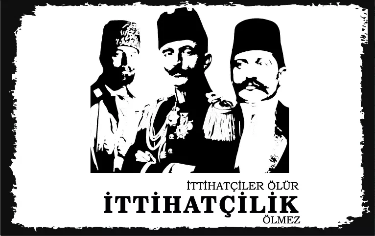 3 Paşalar İttihatçilik Yazılı Ahşap Poster
