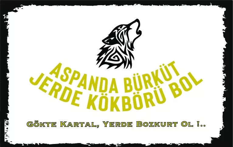 Gökte Kartal Yerde Bozkurt Ol Göktürkçe Yazılı Poster