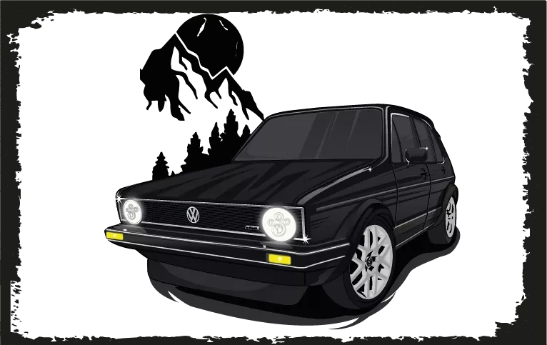 VW Golf Otomobil Ahşap Poster